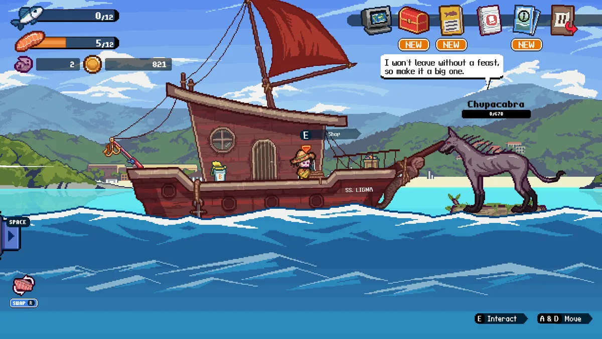 Captura oficial de Scale the Depths com o barco de pesca no mar
