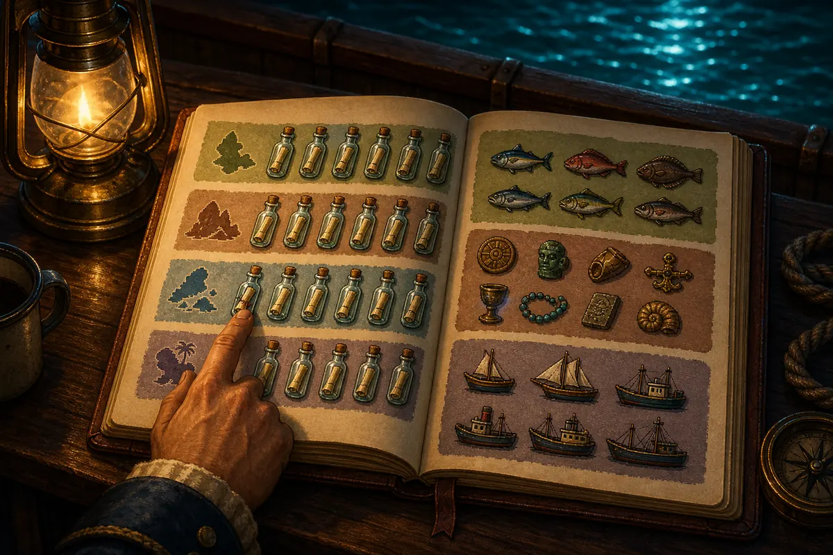 Editorial checklist illustration with numbered message cards and a notebook for tracking Scale the Depths progress