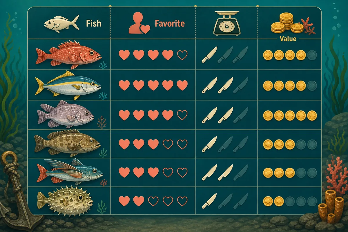 Guide des clients de Scale the Depths : favoris, poissons et gains